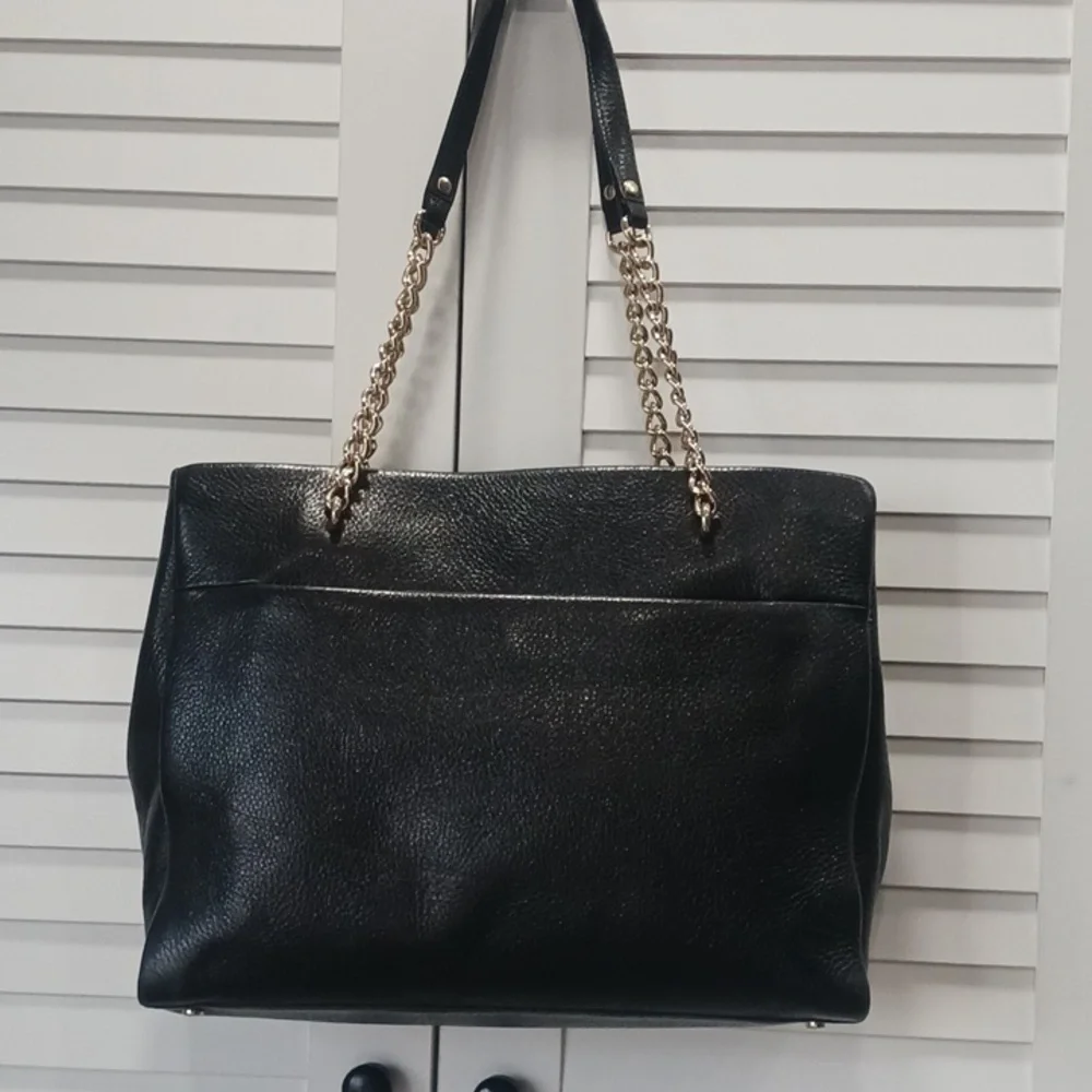 Kate Spade NY Emerson Pebbped Black Leather W/ Gold Chain Shoulder Bag